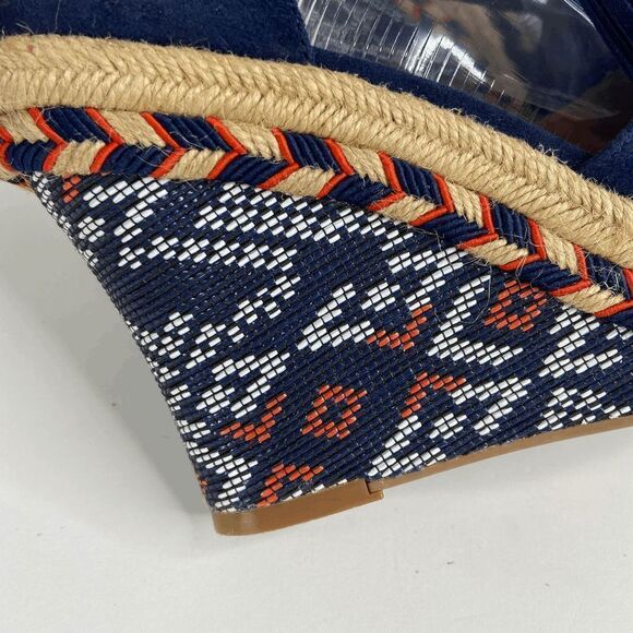 CAbi Isla Espadrille Ankle Wrap Tassel Bohemian Wedge Sandals Navy Blue Size 9 - Picture 5 of 8